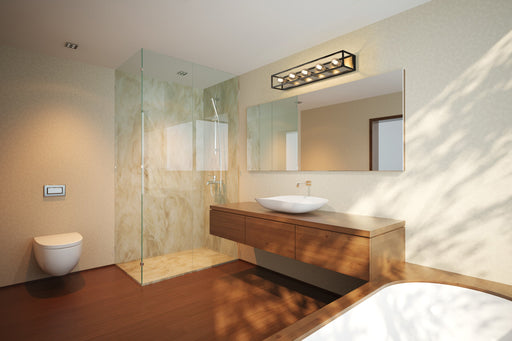 Vanity Z-Lite 480-5V-MB-BN Matte Black + Brushed Nickel Kube 5 Light Vanity Z-Lite