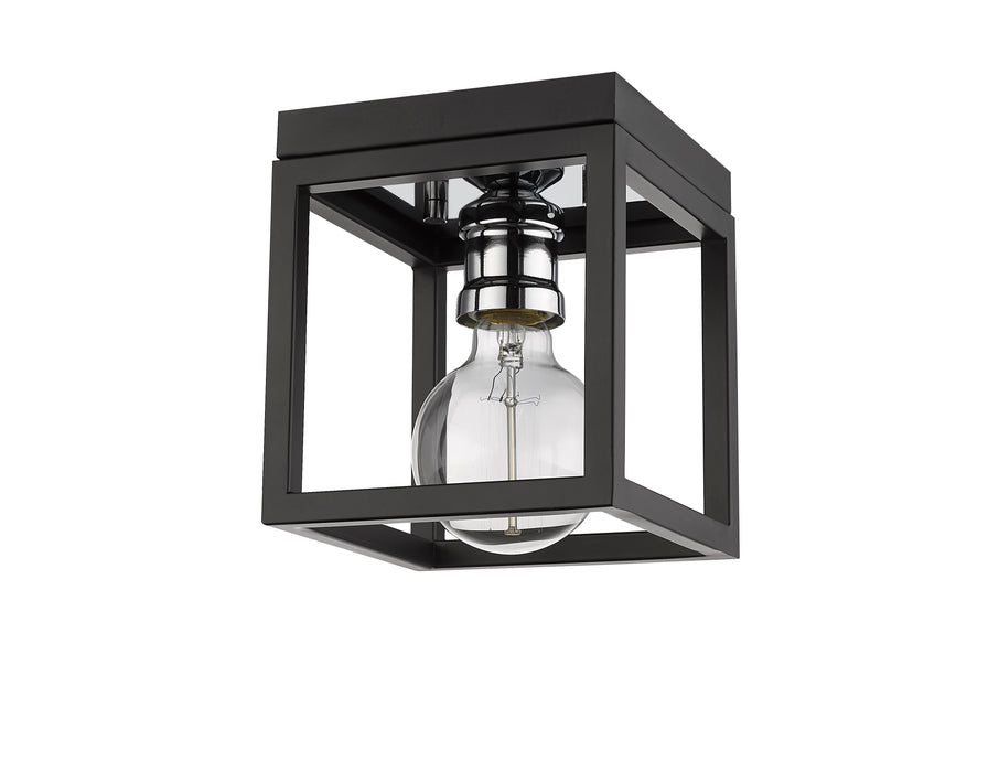 Flush Mount Z-Lite 480F1-MB-CH Matte Black + Chrome Kube 1 Light Flush Mount Z-Lite