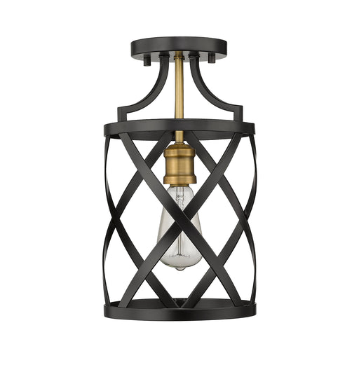 Flush Mount Z-Lite 481F1-MB-OBR Matte Black + Olde Brass Malcalester 1 Light Flush Mount Z-Lite
