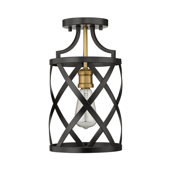 Flush Mount Z-Lite 481F1-MB-OBR Matte Black + Olde Brass Malcalester 1 Light Flush Mount Z-Lite