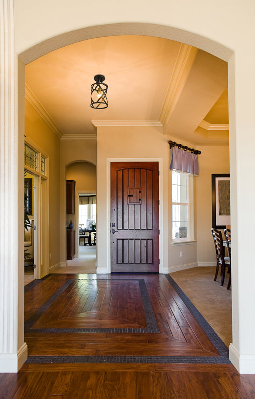 Flush Mount Z-Lite 481F1-MB-OBR Matte Black + Olde Brass Malcalester 1 Light Flush Mount Z-Lite