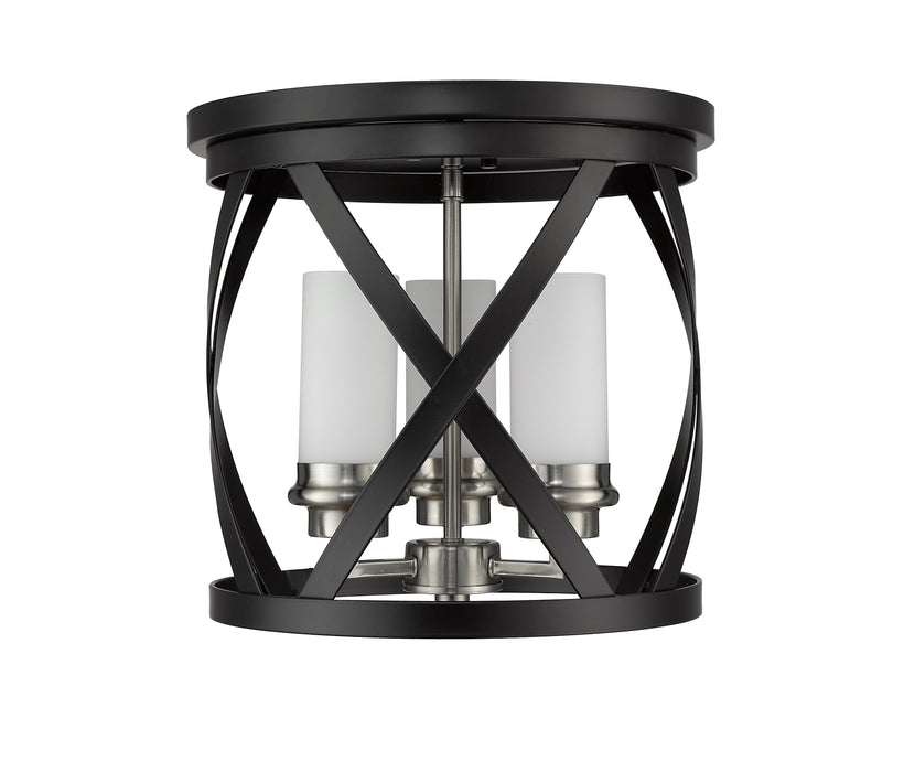 Flush Mount Z-Lite 481F13-MB-BN Matte Black + Brushed Nickel Malcalester 3 Light Flush Mount Z-Lite
