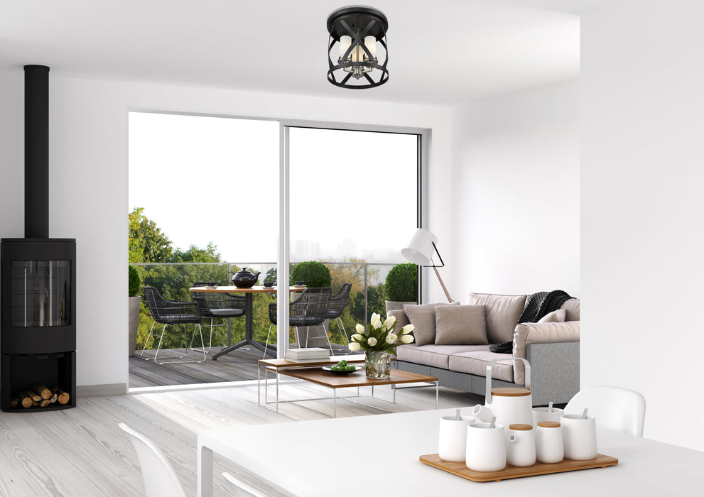 Flush Mount Z-Lite 481F13-MB-BN Matte Black + Brushed Nickel Malcalester 3 Light Flush Mount Z-Lite