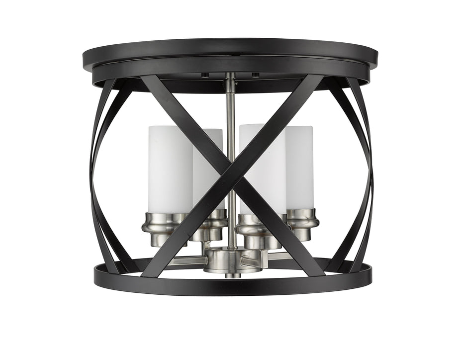 Flush Mount Z-Lite 481F16-MB-BN Matte Black + Brushed Nickel Malcalester 4 Light Flush Mount Z-Lite