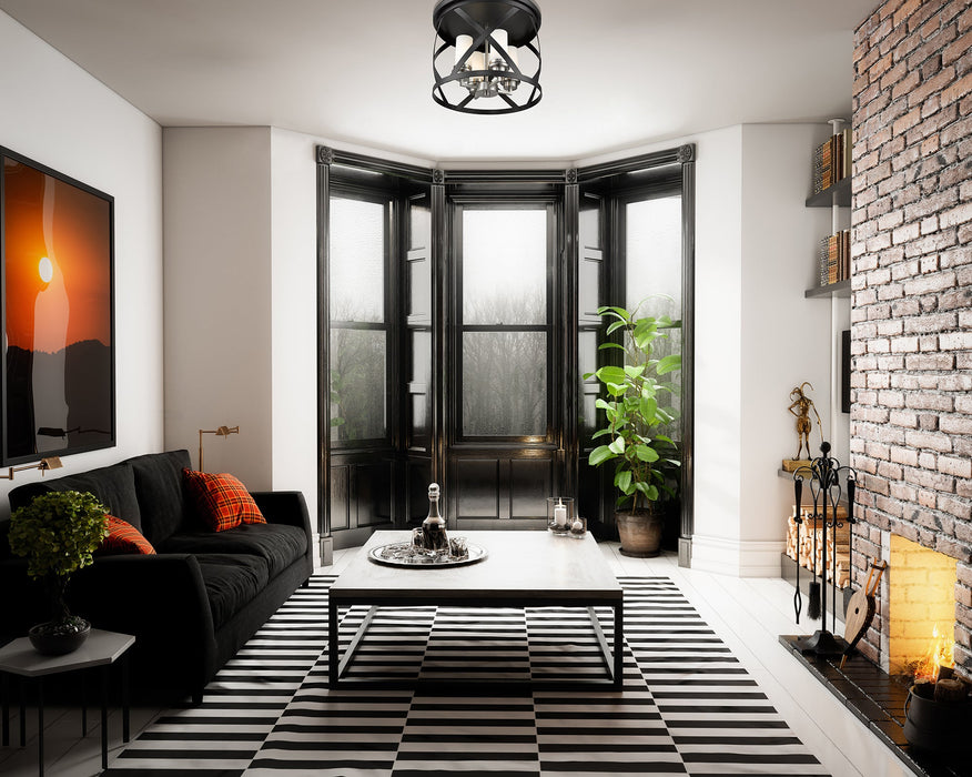 Flush Mount Z-Lite 481F16-MB-BN Matte Black + Brushed Nickel Malcalester 4 Light Flush Mount Z-Lite