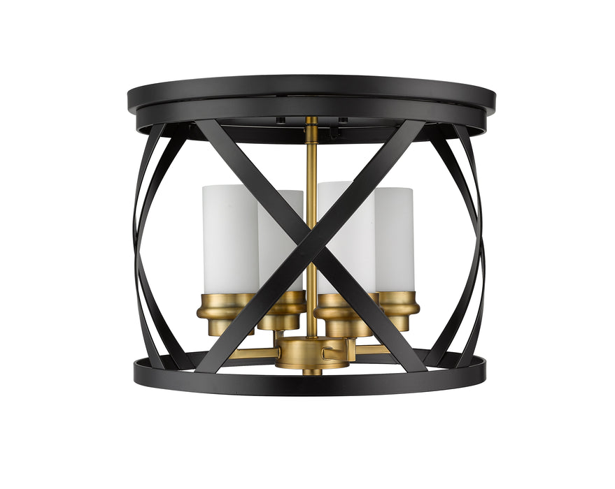 Flush Mount Z-Lite 481F16-MB-OBR Matte Black + Olde Brass Malcalester 4 Light Flush Mount Z-Lite