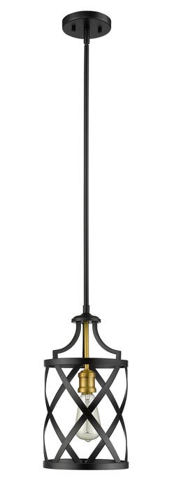 Pendant Z-Lite 481MP-MB-OBR Matte Black + Olde Brass Malcalester 1 Light Pendant Z-Lite