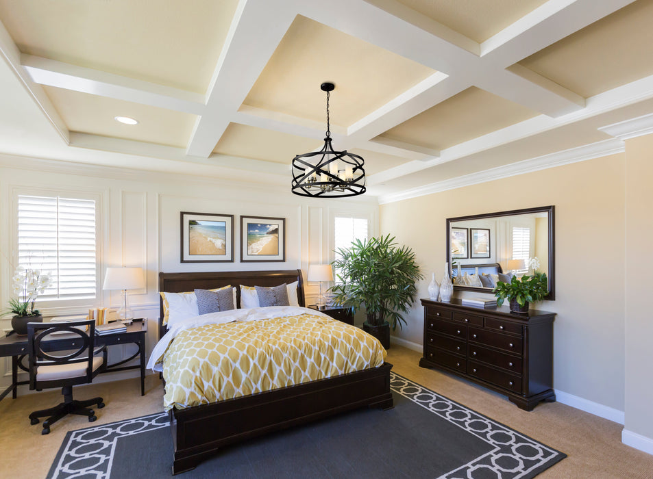 Chandelier Z-Lite 481P24-MB-BN Matte Black + Brushed Nickel Malcalester 6 Light Chandelier Z-Lite