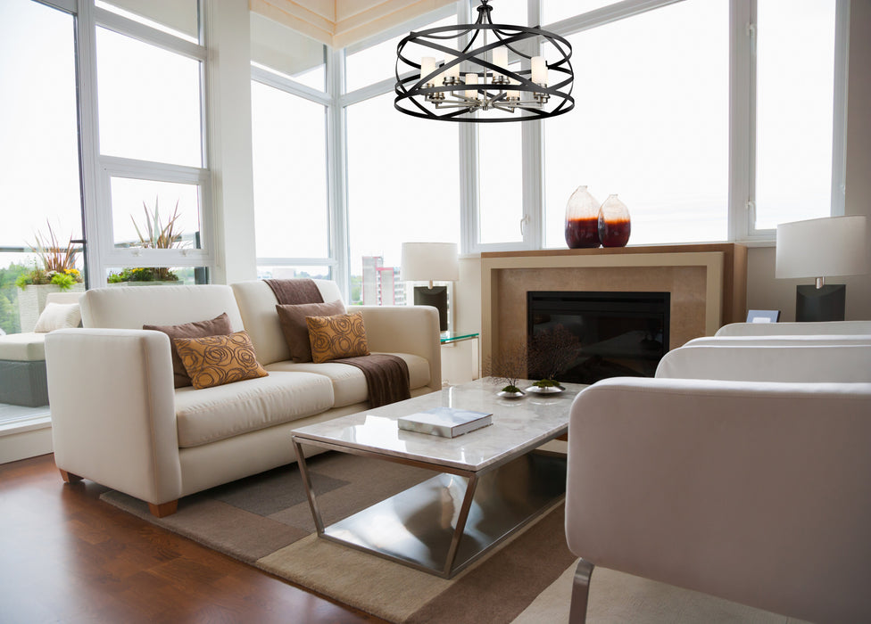 Chandelier Z-Lite 481P30-MB-BN Matte Black + Brushed Nickel Malcalester 8 Light Chandelier Z-Lite