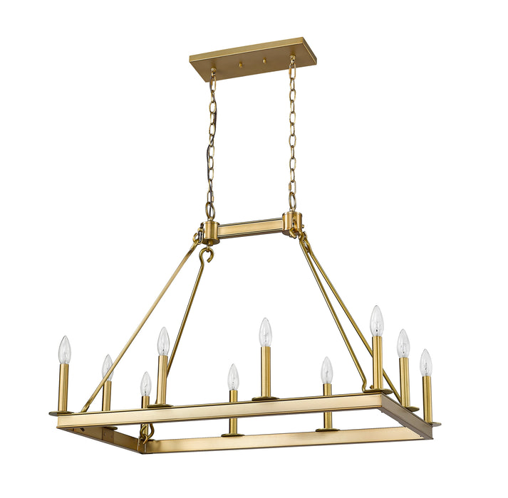 Linear Chandelier Z-Lite 482-10L-OBR Olde Brass Barclay 10 Light Linear Chandelier Z-Lite