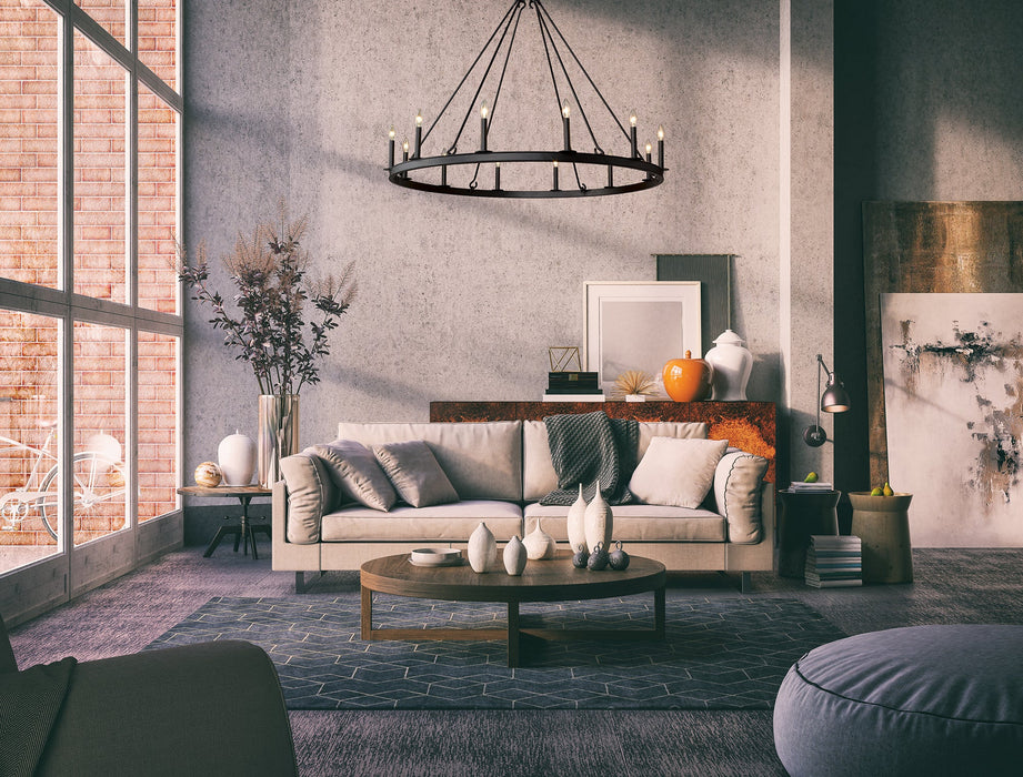 Chandelier Z-Lite 482R-12MB Matte Black Barclay 12 Light Chandelier Z-Lite