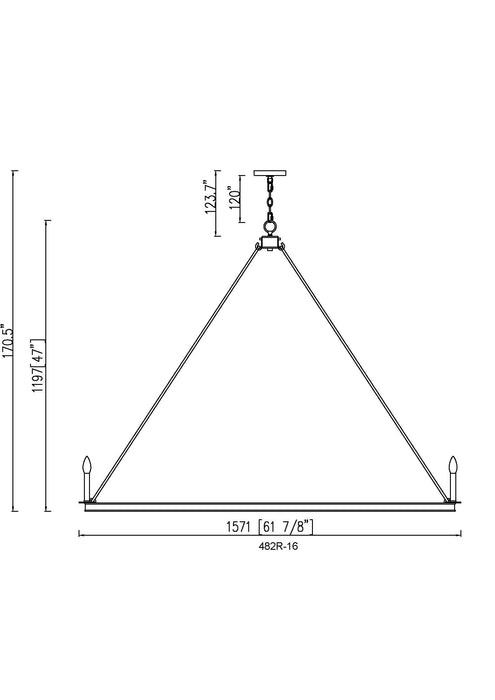 Chandelier Z-Lite 482R-16MB Matte Black Barclay 16 Light Chandelier Z-Lite
