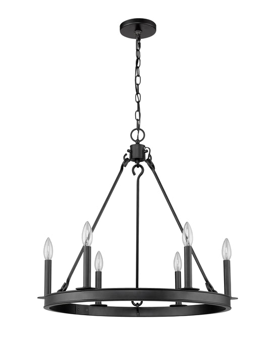 Chandelier Z-Lite 482R-6MB Matte Black Barclay 6 Light Chandelier Z-Lite