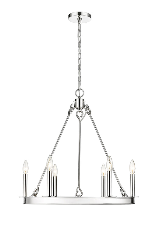 Chandelier Z-Lite 482R-6PN Polished Nickel Barclay 6 Light Chandelier Z-Lite