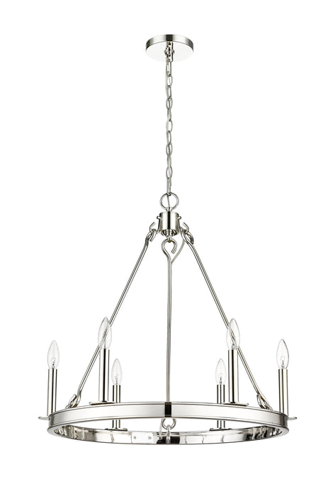 Chandelier Z-Lite 482R-6PN Polished Nickel Barclay 6 Light Chandelier Z-Lite