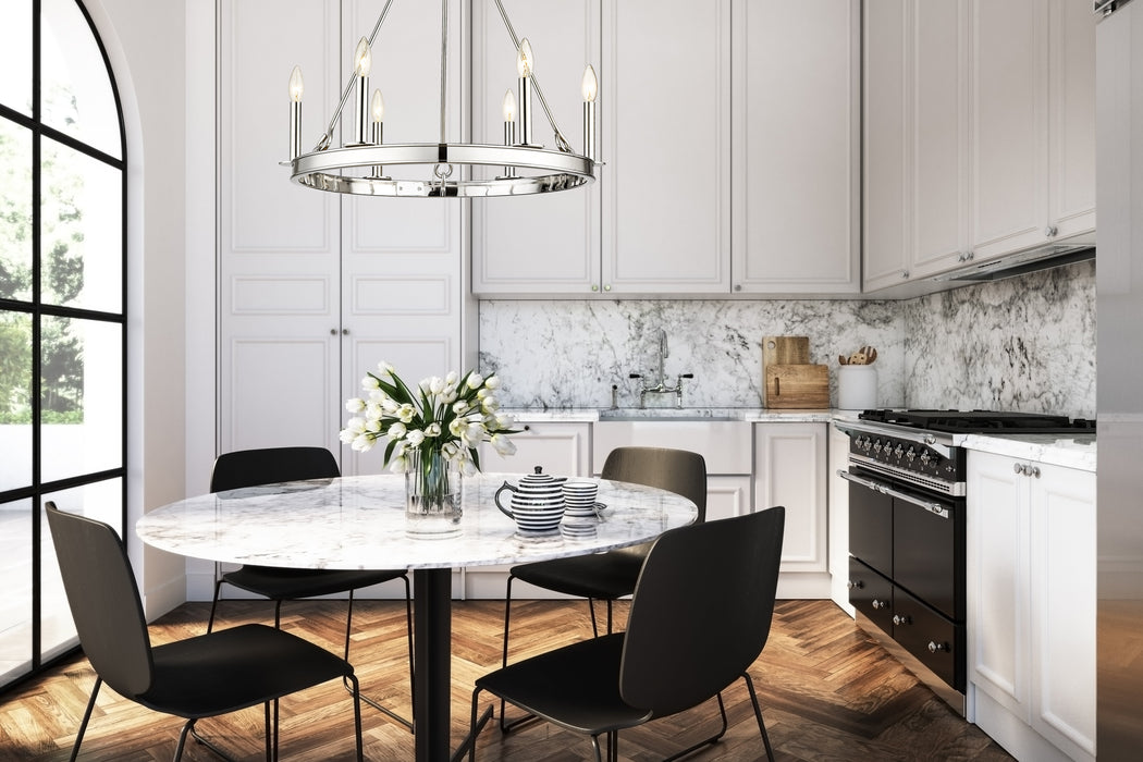 Chandelier Z-Lite 482R-6PN Polished Nickel Barclay 6 Light Chandelier Z-Lite