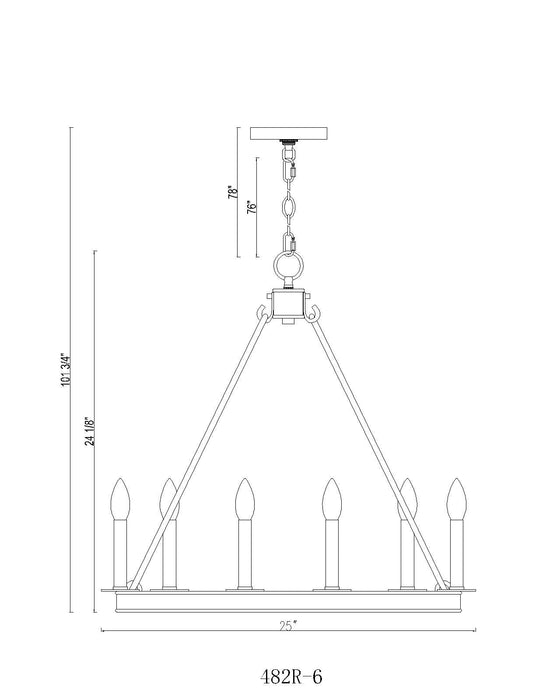 Chandelier Z-Lite 482R-6RB Rubbed Brass Barclay 6 Light Chandelier Z-Lite
