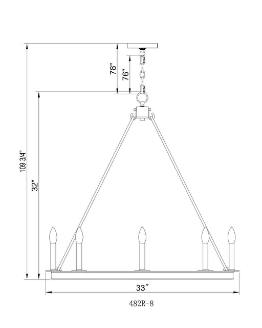 Chandelier Z-Lite 482R-8RB Rubbed Brass Barclay 8 Light Chandelier Z-Lite