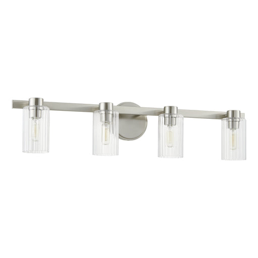 Vanity Light Thesis 207047A Bedminster 30 inch 4 light Brushed Nickel Vanity Light with Clear Ribbed Glass Shades THESIS