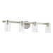 Vanity Light Thesis 207047A Bedminster 30 inch 4 light Brushed Nickel Vanity Light with Clear Ribbed Glass Shades THESIS
