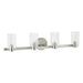 Vanity Light Thesis 207047A Bedminster 30 inch 4 light Brushed Nickel Vanity Light with Clear Ribbed Glass Shades THESIS