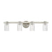 Vanity Light Thesis 207047A Bedminster 30 inch 4 light Brushed Nickel Vanity Light with Clear Ribbed Glass Shades THESIS