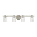 Vanity Light Thesis 207047A Bedminster 30 inch 4 light Brushed Nickel Vanity Light with Clear Ribbed Glass Shades THESIS