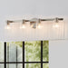Vanity Light Thesis 207047A Bedminster 30 inch 4 light Brushed Nickel Vanity Light with Clear Ribbed Glass Shades THESIS