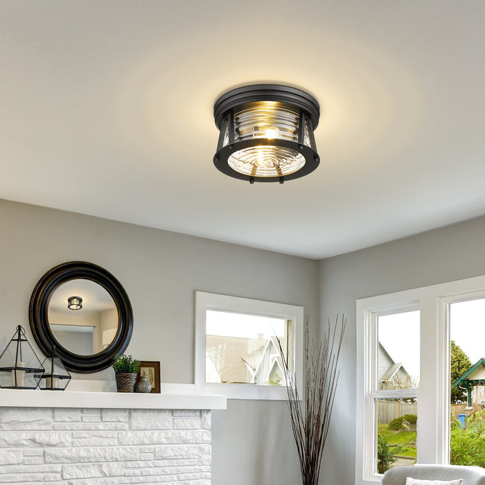 Flush Mount Z-Lite 491F2-MB Matte Black Cape Harbor 2 Light Flush Mount Z-Lite