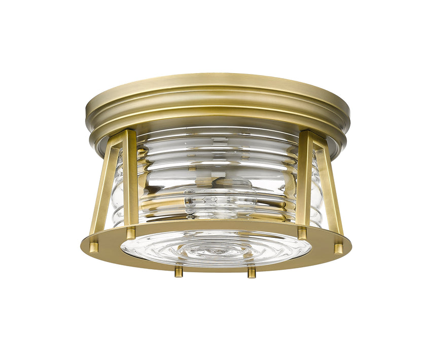Flush Mount Z-Lite 491F2-RB Rubbed Brass Cape Harbor 2 Light Flush Mount Z-Lite
