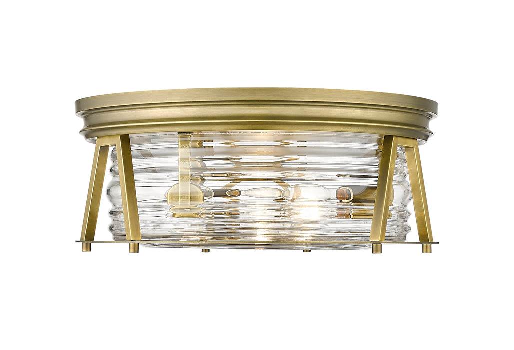 Flush Mount Z-Lite 491F3-RB Rubbed Brass Cape Harbor 3 Light Flush Mount Z-Lite