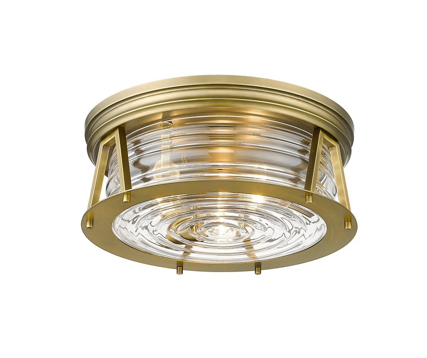 Flush Mount Z-Lite 491F3-RB Rubbed Brass Cape Harbor 3 Light Flush Mount Z-Lite
