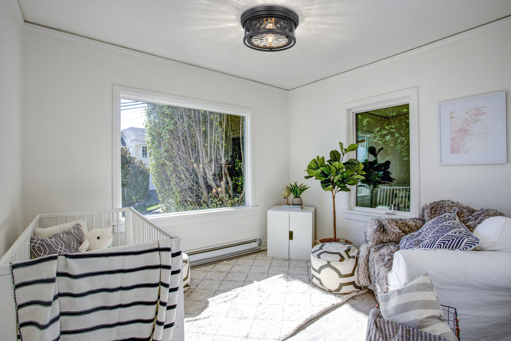 Flush Mount Z-Lite 493F2-MB Matte Black Clarion 2 Light Flush Mount Z-Lite