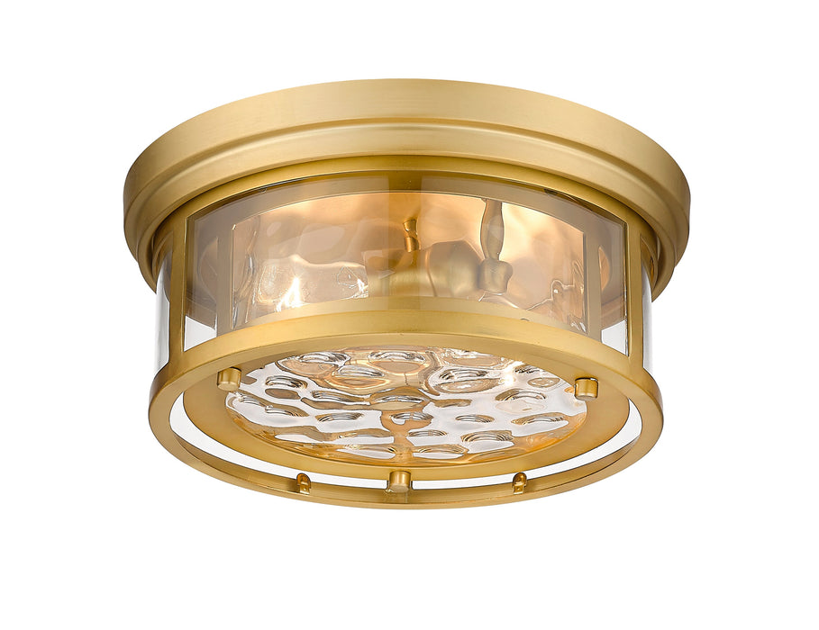 Flush Mount Z-Lite 493F2-OBR Olde Brass Clarion 2 Light Flush Mount Z-Lite