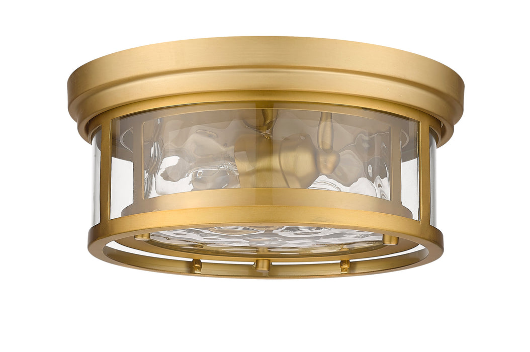 Flush Mount Z-Lite 493F2-OBR Olde Brass Clarion 2 Light Flush Mount Z-Lite