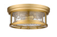 Flush Mount Z-Lite 493F2-OBR Olde Brass Clarion 2 Light Flush Mount Z-Lite