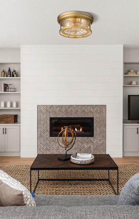 Flush Mount Z-Lite 493F2-OBR Olde Brass Clarion 2 Light Flush Mount Z-Lite