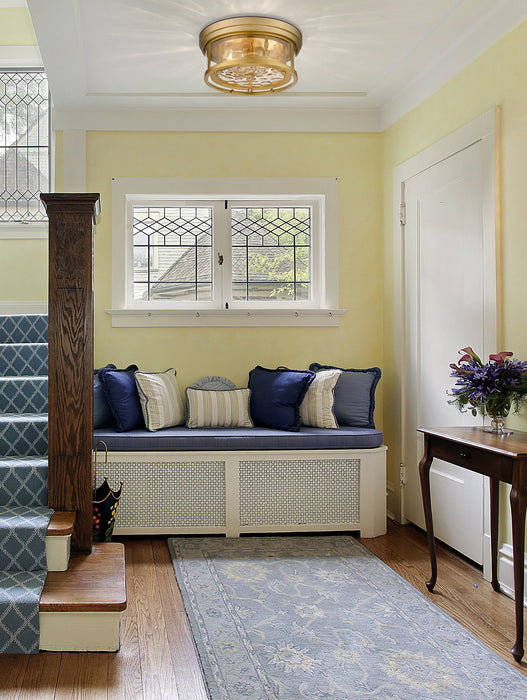 Flush Mount Z-Lite 493F2-OBR Olde Brass Clarion 2 Light Flush Mount Z-Lite