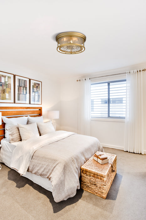 Flush Mount Z-Lite 493F3-OBR Olde Brass Clarion 3 Light Flush Mount Z-Lite