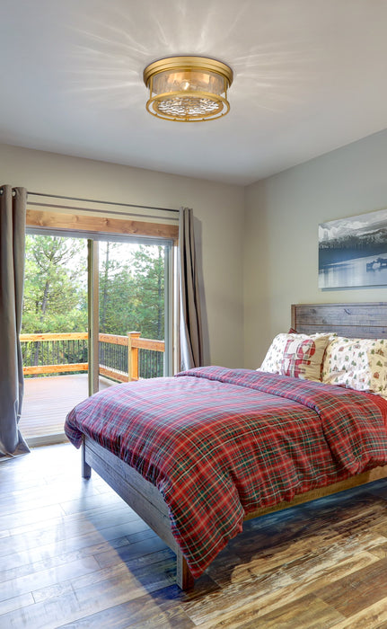 Flush Mount Z-Lite 493F3-OBR Olde Brass Clarion 3 Light Flush Mount Z-Lite