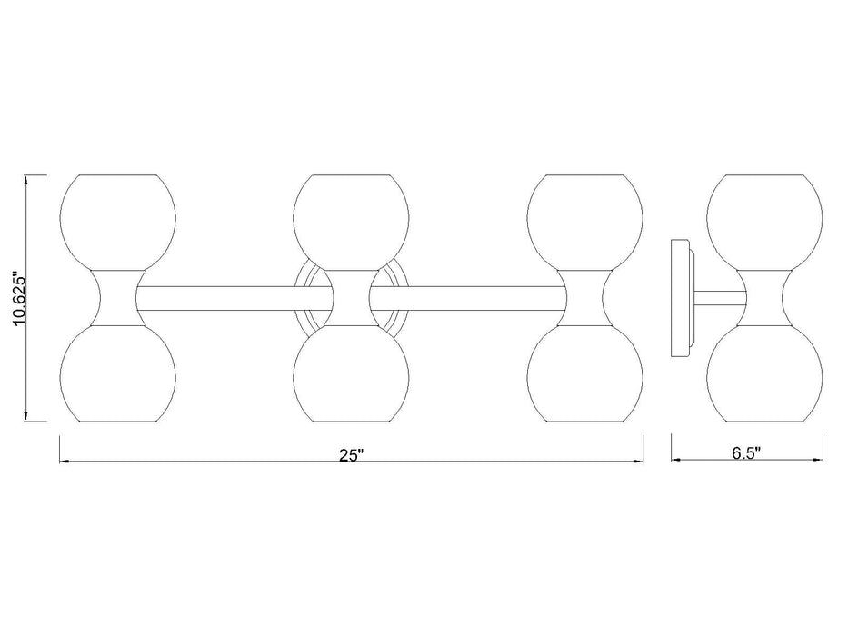 Vanity Z-Lite 494-6V-MGLD Modern Gold Artemis 6 Light Vanity Z-Lite