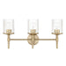 Vanity Light Thesis 207694A Andrea 24 inch 3 light Champagne Gold Vanity Light with Clear Ribbed Glass Shades THESIS