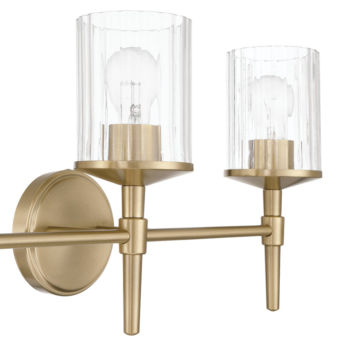 Vanity Light Thesis 207694A Andrea 24 inch 3 light Champagne Gold Vanity Light with Clear Ribbed Glass Shades THESIS