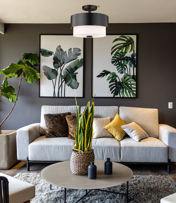 Semi Flush Mount Z-Lite 495SF13-MB Matte Black Counterpoint 2 Light Semi Flush Mount Z-Lite