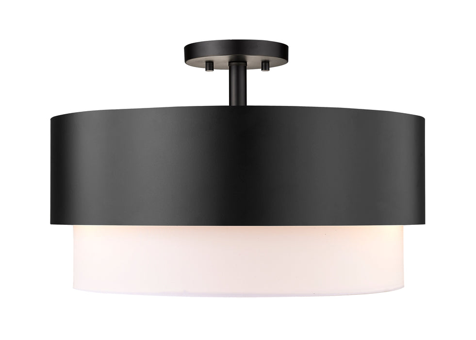 Semi Flush Mount Z-Lite 495SF18-MB Matte Black Counterpoint 3 Light Semi Flush Mount Z-Lite