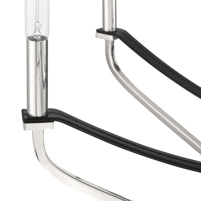 Chandelier Thesis 207887A Sussex 36 inch 8 light Polished Nickel and Black Faux Leather Chandelier THESIS