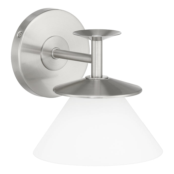 Vanity Light Thesis 207327A Tremolo 7 inch 1 light Brushed Nickel and Polished Nickel Vanity Light with Etched Opal Glass THESIS