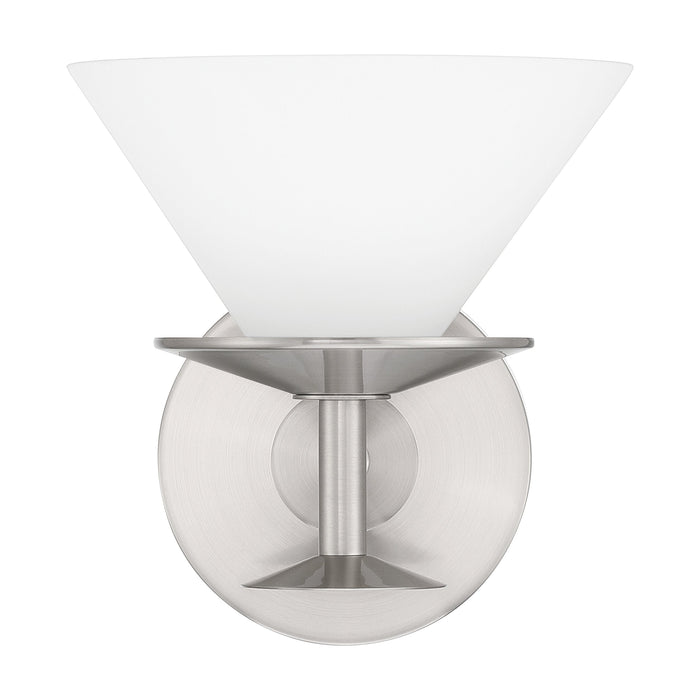 Vanity Light Thesis 207327A Tremolo 7 inch 1 light Brushed Nickel and Polished Nickel Vanity Light with Etched Opal Glass THESIS