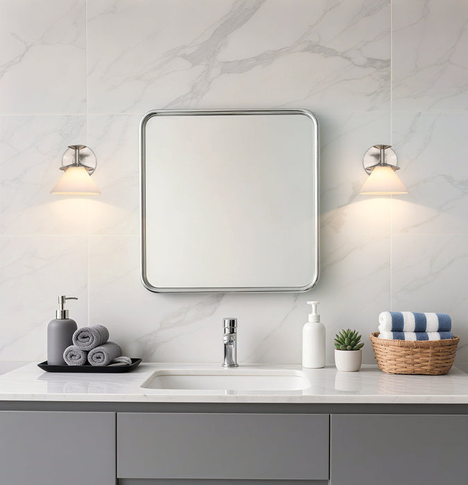 Vanity Light Thesis 207327A Tremolo 7 inch 1 light Brushed Nickel and Polished Nickel Vanity Light with Etched Opal Glass THESIS