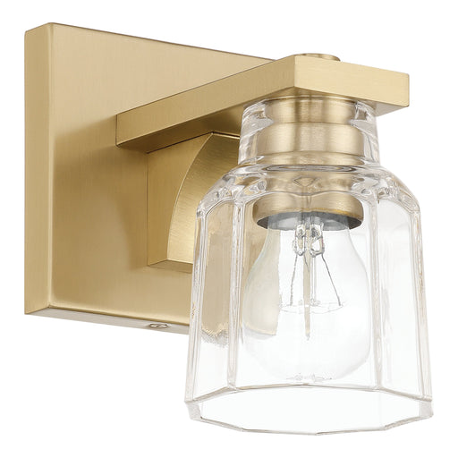 Vanity Light Thesis 207665A Dryden 5 inch 1 light Champagne Gold Vanity Light with Clear Ribbed Glass Shade THESIS